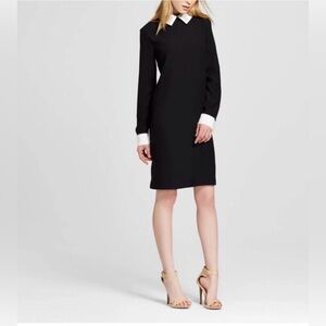 Victoria Beckham minimalist mini shift dress bunny collar goth grunge emo XS